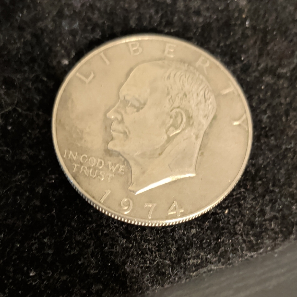 1974 Eisenhower Silver Dollar Coin - Silver Tone